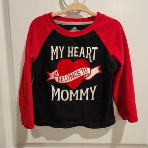 2t Black and Red long sleeved t shirt Valentine's Day Mother's Day Mommy